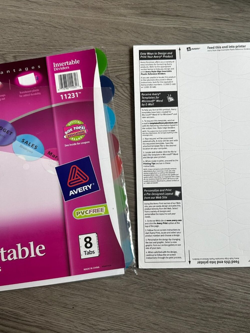 Pack of 2 Avery Insertable Dividers for 3 Hole Binder 8 Tabs & 5 Tab Clear Round